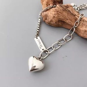 925 Silver Chain Link Heart Charm Bracelet Anklet